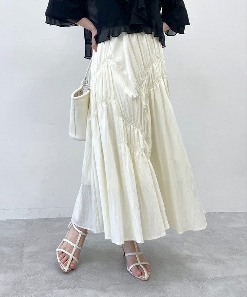 mysty woman（ミスティウーマン）の「ランダムシャーリングスカート 118547（スカート・レディース・チャコールグレー/カーキ/アイボリー・FREE）」の20枚目の写真