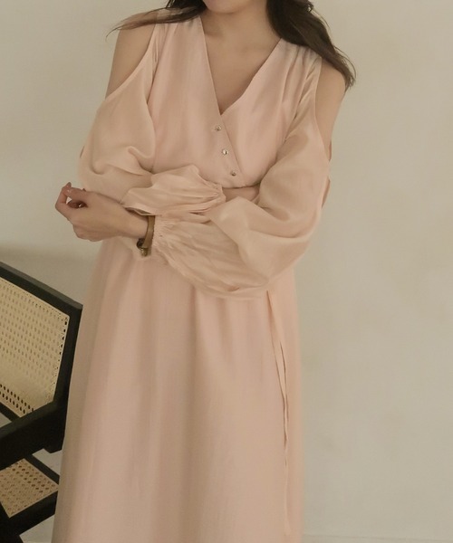 mideal(マイディール)の「relaxy cachecoeur onepiece / リラクシーカシュクールワンピース(ワンピース・レディース・ピンク/グリーン・FREE)」の1枚目の写真