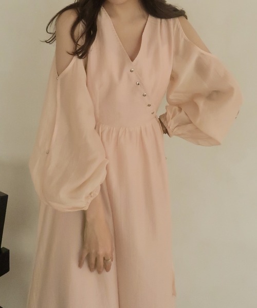 mideal(マイディール)の「relaxy cachecoeur onepiece / リラクシーカシュクールワンピース(ワンピース・レディース・ピンク/グリーン・FREE)」の3枚目の写真