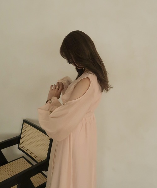 mideal(マイディール)の「relaxy cachecoeur onepiece / リラクシーカシュクールワンピース(ワンピース・レディース・ピンク/グリーン・FREE)」の4枚目の写真