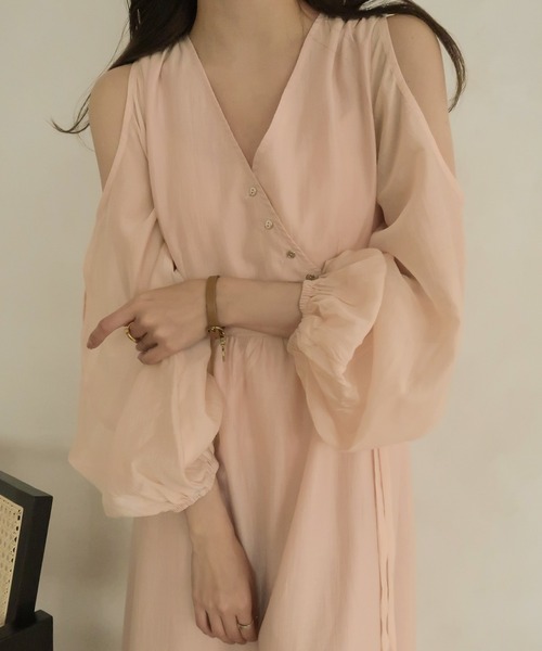 mideal(マイディール)の「relaxy cachecoeur onepiece / リラクシーカシュクールワンピース(ワンピース・レディース・ピンク/グリーン・FREE)」の5枚目の写真