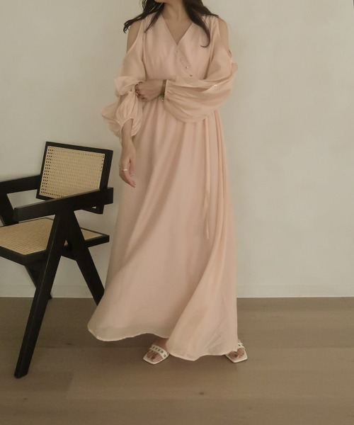 mideal(マイディール)の「relaxy cachecoeur onepiece / リラクシーカシュクールワンピース(ワンピース・レディース・ピンク/グリーン・FREE)」の7枚目の写真