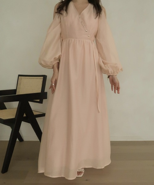 mideal(マイディール)の「relaxy cachecoeur onepiece / リラクシーカシュクールワンピース(ワンピース・レディース・ピンク/グリーン・FREE)」の10枚目の写真