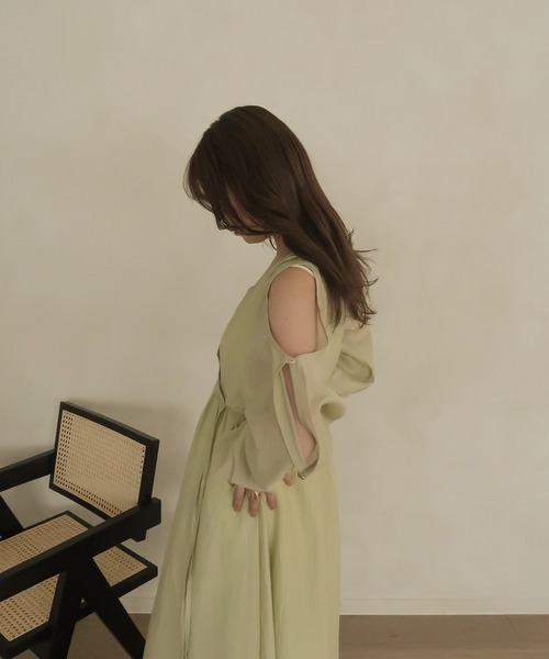 mideal(マイディール)の「relaxy cachecoeur onepiece / リラクシーカシュクールワンピース(ワンピース・レディース・ピンク/グリーン・FREE)」の13枚目の写真