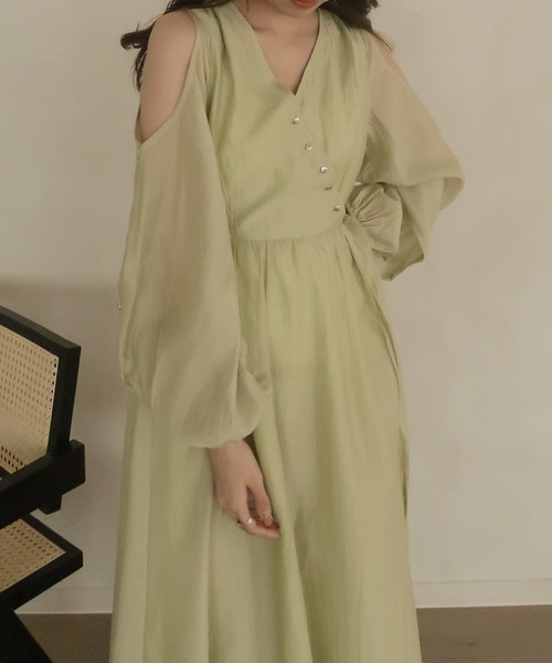mideal(マイディール)の「relaxy cachecoeur onepiece / リラクシーカシュクールワンピース(ワンピース・レディース・ピンク/グリーン・FREE)」の14枚目の写真