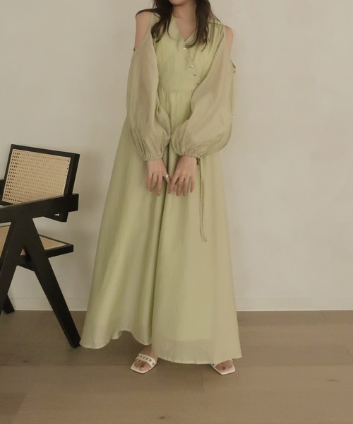 mideal(マイディール)の「relaxy cachecoeur onepiece / リラクシーカシュクールワンピース(ワンピース・レディース・ピンク/グリーン・FREE)」の16枚目の写真