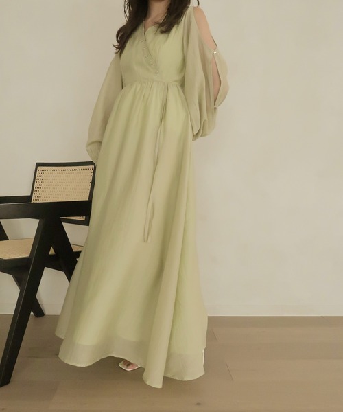 mideal(マイディール)の「relaxy cachecoeur onepiece / リラクシーカシュクールワンピース(ワンピース・レディース・ピンク/グリーン・FREE)」の17枚目の写真