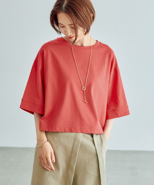 LEPSIM(レプシィム)の「【3つの機能付き】ワイドクロップドT 987481(Tシャツ/カットソー・レディース・ブラック/ライトブルー/オフホワイト/ホワイト×ブラック/レッド/ブルー系その他・FREE)」の20枚目の写真