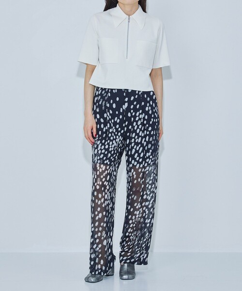WRAPINKNOT(ラッピンノット)の「【WRAPINKNOT(ラッピンノット)】《STUDIOUS別注》FRONT ZIP SHORT SHIRT(Tシャツ/カットソー・レディース・ブラック/アイボリー・FREE)」の15枚目の写真