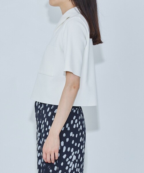 WRAPINKNOT(ラッピンノット)の「【WRAPINKNOT(ラッピンノット)】《STUDIOUS別注》FRONT ZIP SHORT SHIRT(Tシャツ/カットソー・レディース・ブラック/アイボリー・FREE)」の20枚目の写真