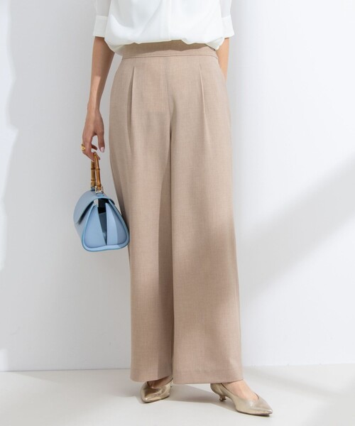 NOLLEY’S（ノーリーズ）の「《セットアップ対応》ウォッシャブル麻調ワイドパンツ（その他パンツ・レディース・ネイビー/ベージュ/オフホワイト・34/36/38）」の2枚目の写真