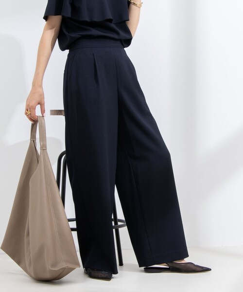 NOLLEY’S（ノーリーズ）の「《セットアップ対応》ウォッシャブル麻調ワイドパンツ（その他パンツ・レディース・ネイビー/ベージュ/オフホワイト・34/36/38）」の3枚目の写真