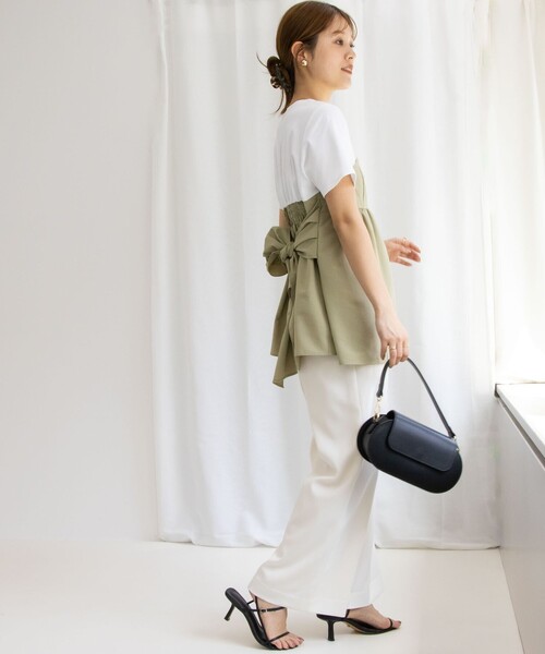 NOLLEY’S（ノーリーズ）の「《セットアップ対応》ウォッシャブル麻調ワイドパンツ（その他パンツ・レディース・ネイビー/ベージュ/オフホワイト・34/36/38）」の4枚目の写真