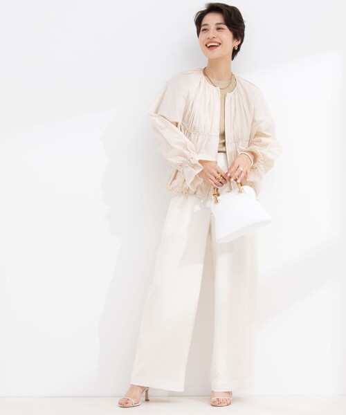 NOLLEY’S（ノーリーズ）の「《セットアップ対応》ウォッシャブル麻調ワイドパンツ（その他パンツ・レディース・ネイビー/ベージュ/オフホワイト・34/36/38）」の10枚目の写真