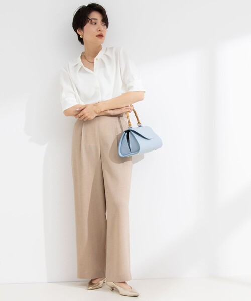 NOLLEY’S（ノーリーズ）の「《セットアップ対応》ウォッシャブル麻調ワイドパンツ（その他パンツ・レディース・ネイビー/ベージュ/オフホワイト・34/36/38）」の13枚目の写真