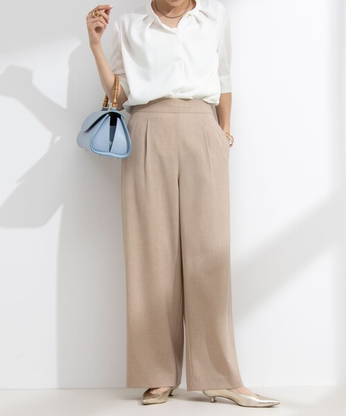 NOLLEY’S（ノーリーズ）の「《セットアップ対応》ウォッシャブル麻調ワイドパンツ（その他パンツ・レディース・ネイビー/ベージュ/オフホワイト・34/36/38）」の15枚目の写真