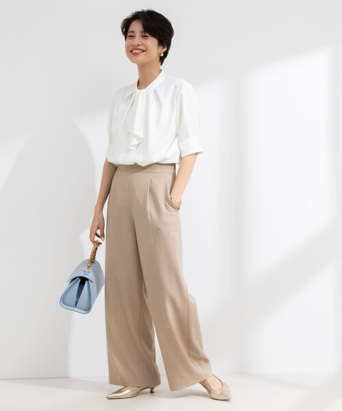 NOLLEY’S（ノーリーズ）の「《セットアップ対応》ウォッシャブル麻調ワイドパンツ（その他パンツ・レディース・ネイビー/ベージュ/オフホワイト・34/36/38）」の22枚目の写真