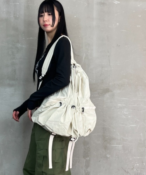 かおりん　巾着型リュック（L）他 ころんとリュックLサイズ（ナイロン ブルー）＆ころんとポーチM