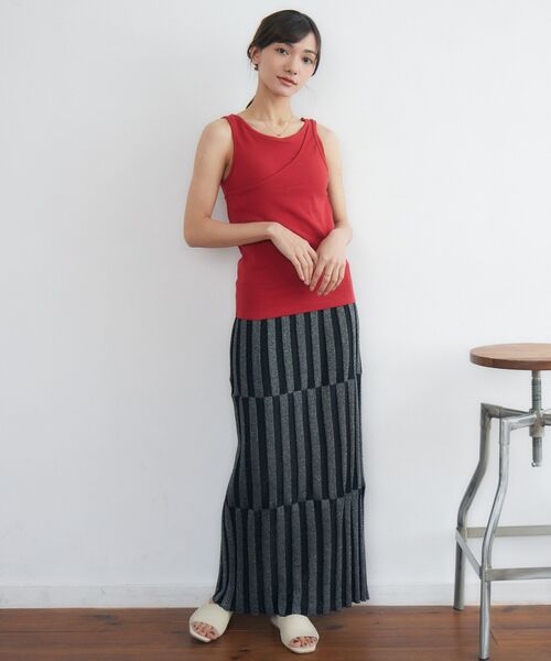 RETRO GIRL（レトロガール）の「アシメデザインタンク（タンクトップ・レディース・レッド/ブラウン/オフホワイト/ブラック・FREE）」の21枚目の写真