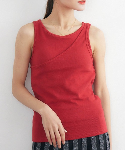 RETRO GIRL（レトロガール）の「アシメデザインタンク（タンクトップ・レディース・レッド/ブラウン/オフホワイト/ブラック・FREE）」の4枚目の写真