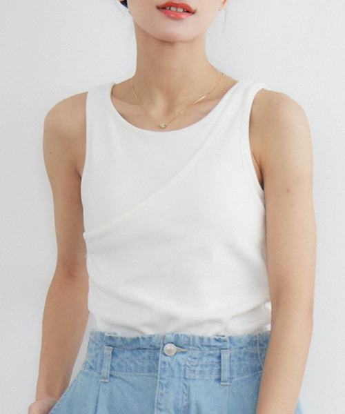 RETRO GIRL（レトロガール）の「アシメデザインタンク（タンクトップ・レディース・レッド/ブラウン/オフホワイト/ブラック・FREE）」の2枚目の写真