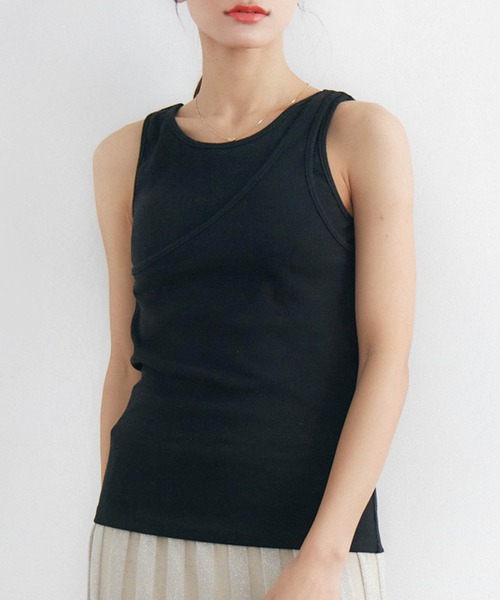 RETRO GIRL（レトロガール）の「アシメデザインタンク（タンクトップ・レディース・レッド/ブラウン/オフホワイト/ブラック・FREE）」の3枚目の写真