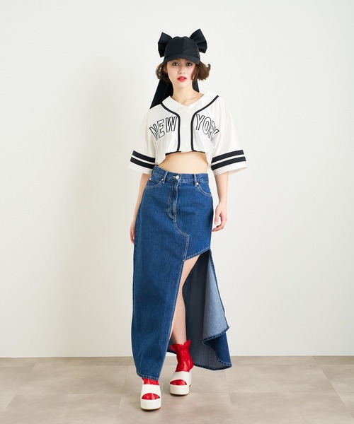 anna sui nyc(アナ スイ エヌ ワイ シー)の「NYエンブロイダリーベースボールショートシャツ(Tシャツ/カットソー・レディース・レッド/ホワイト/ネイビー・FREE)」の11枚目の写真