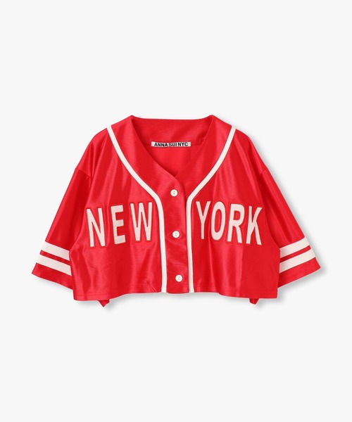 anna sui nyc(アナ スイ エヌ ワイ シー)の「NYエンブロイダリーベースボールショートシャツ(Tシャツ/カットソー・レディース・レッド/ホワイト/ネイビー・FREE)」の5枚目の写真