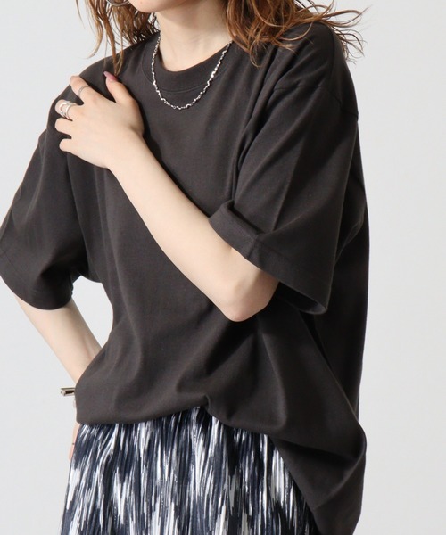 atONE(アットワン)の「atONE 5.6オンスハイグレードコットンTシャツ(Tシャツ/カットソー・レディース・ホワイト/ミックスグレー/カーキ/ライトピンク/ブラック/イエロー系/ベージュ/グレー系/ブルー系その他・M/XL/L)」の4枚目の写真