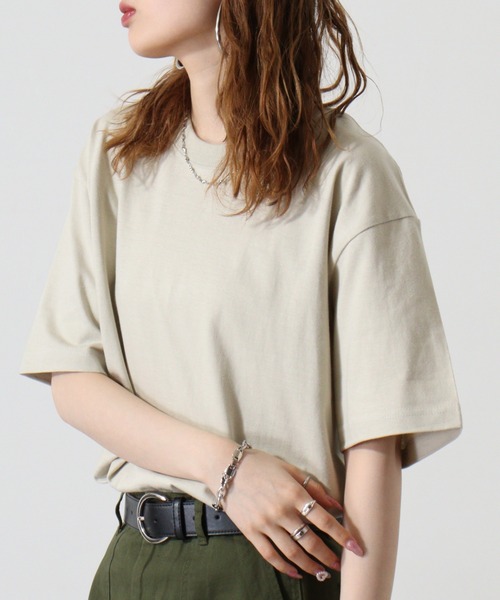 atONE(アットワン)の「atONE 5.6オンスハイグレードコットンTシャツ(Tシャツ/カットソー・レディース・ホワイト/ミックスグレー/カーキ/ライトピンク/ブラック/イエロー系/ベージュ/グレー系/ブルー系その他・M/XL/L)」の5枚目の写真