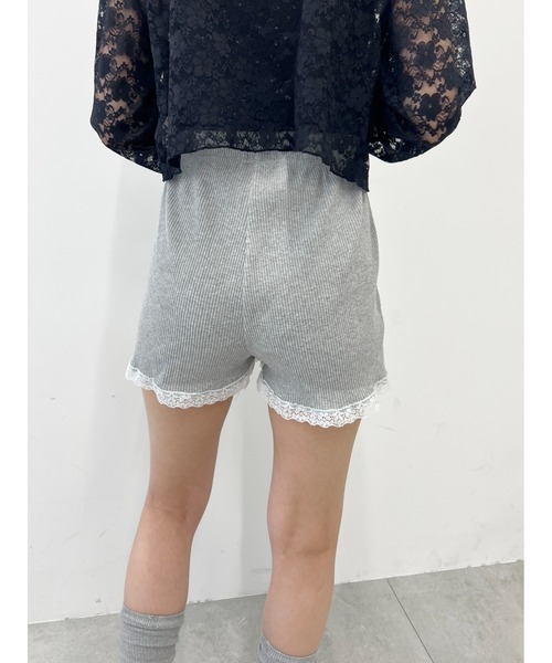 rurumu: レースキュロット shirring fril shorts 110-140cm】裾フリルレースアップショートパンツ（ショート