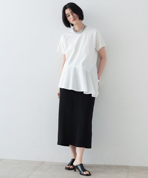 GALLEST（ギャレスト）の「◆アシンメトリぺプラムトップス（Tシャツ/カットソー・レディース・ホワイト系/ブラック/カーキ・38）」の8枚目の写真