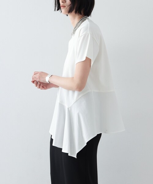 GALLEST（ギャレスト）の「◆アシンメトリぺプラムトップス（Tシャツ/カットソー・レディース・ホワイト系/ブラック/カーキ・38）」の5枚目の写真
