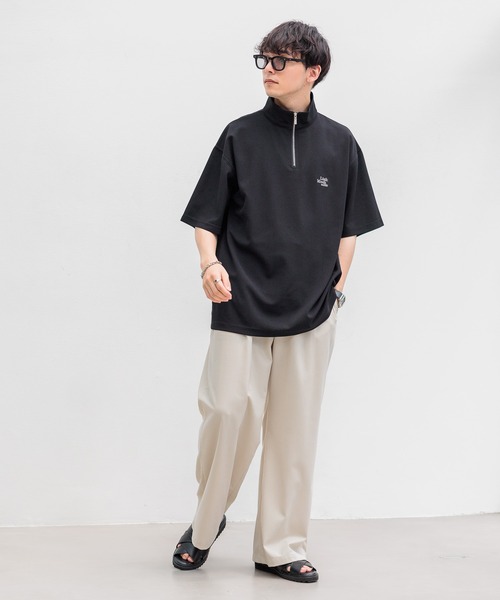 RAGEBLUE（レイジブルー）の「ハーフジップワンポイント刺繍/ジョーゼットオーバーサイズTシャツ（Tシャツ/カットソー・メンズ・グレー/ホワイト/ライトブルー/ブラック・LARGE/MEDIUM/SMALL）」の10枚目の写真