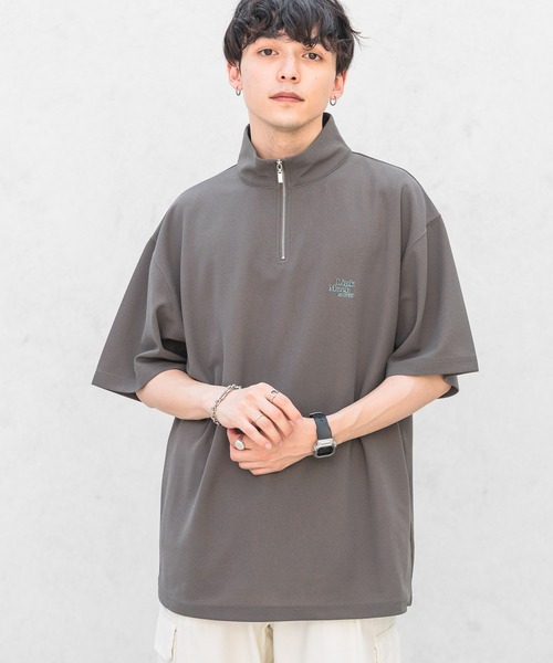 RAGEBLUE（レイジブルー）の「ハーフジップワンポイント刺繍/ジョーゼットオーバーサイズTシャツ（Tシャツ/カットソー・メンズ・グレー/ホワイト/ライトブルー/ブラック・LARGE/MEDIUM/SMALL）」の18枚目の写真