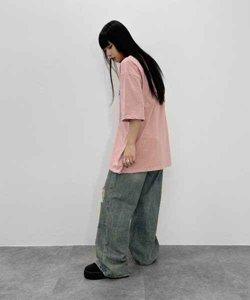 LVEU.（ラブユ.）の「【LVEU.】クラッシュルーズデニムパンツ / ボトムス パンツ デニム ダメージ ストレート ワイド ルーズ ヴィンテージ 色落ち インディゴ ブルー ブラック（デニムパンツ・レディース・ブラック/ブルー・FREE）」の18枚目の写真