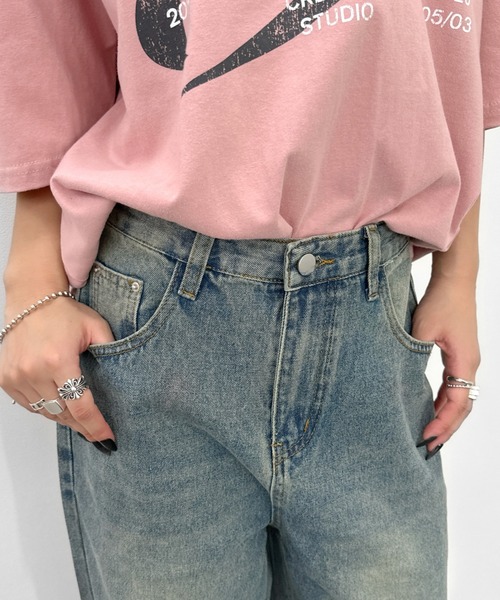 LVEU.（ラブユ.）の「【LVEU.】クラッシュルーズデニムパンツ / ボトムス パンツ デニム ダメージ ストレート ワイド ルーズ ヴィンテージ 色落ち インディゴ ブルー ブラック（デニムパンツ・レディース・ブラック/ブルー・FREE）」の20枚目の写真