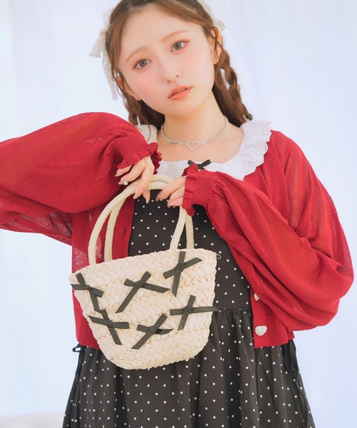 DearMyLoveRose(ディアマイラブローズ)の「ミニミニリボンカゴバッグ(ボストンバッグ・レディース・ホワイト/ベビーピンク/ブルー/グレー/ブラック・FREE)」の7枚目の写真
