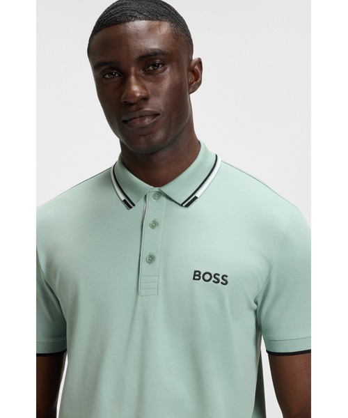 ＜新品未使用＞BOSS コントラストカラー ポロシャツ コットンブレンド コントラストロゴ ポロシャツ（ポロシャツ