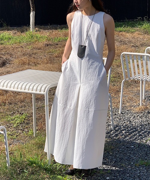 MAISON DE THERESE(メゾン ド テレーズ)の「ダブルポケットギャザーロングタンクトップワンピース(ワンピース・レディース・ブラック/ホワイト・FREE)」の3枚目の写真