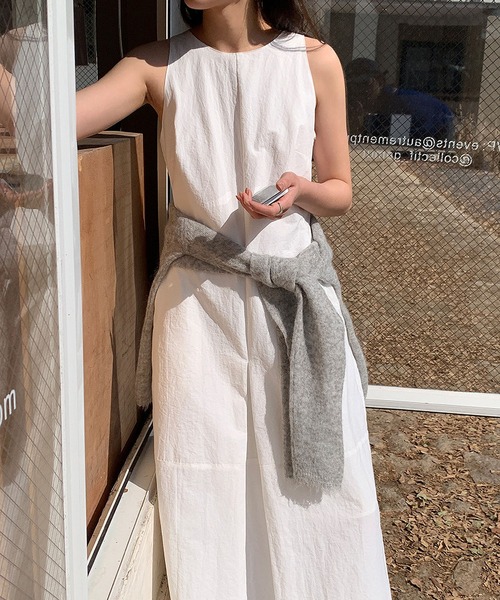 MAISON DE THERESE(メゾン ド テレーズ)の「ダブルポケットギャザーロングタンクトップワンピース(ワンピース・レディース・ブラック/ホワイト・FREE)」の11枚目の写真