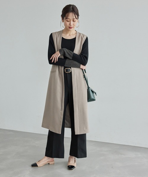 ROPE' PICNIC(ロペピクニック)の「ウールライクサージワイドパンツ/セットアップ対応・リンクコーデ(その他パンツ・レディース・ネイビー/ブラウン/ブラック・40/38/36)」の12枚目の写真