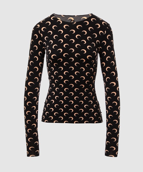 MARINE SERRE（マリーン・セル）の「MOON PRINTED JERSEY SECOND SKIN CREWNECK TOP（その他トップス・レディース・ホワイト系その他/ベージュ/ブラウン・X-SMALL/SMALL/MEDIUM/S/M/XS）」の3枚目の写真