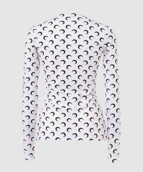 MARINE SERRE（マリーン・セル）の「MOON PRINTED JERSEY SECOND SKIN CREWNECK TOP（その他トップス・レディース・ホワイト系その他/ベージュ/ブラウン・X-SMALL/SMALL/MEDIUM/S/M/XS）」の4枚目の写真