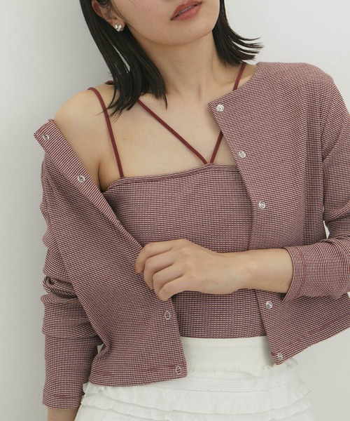 VIS(ビス)の「【近赤外線対策/UVケア/洗える】ミジンコボーダーアンサンブル【SET】(アンサンブル・レディース・ピンク系その他2/ブラウン/ブラック/ブラック系その他・FREE)」の18枚目の写真