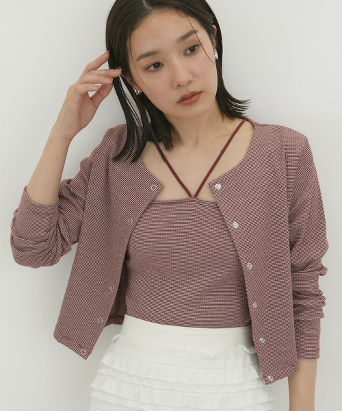 VIS(ビス)の「【近赤外線対策/UVケア/洗える】ミジンコボーダーアンサンブル【SET】(アンサンブル・レディース・ピンク系その他2/ブラウン/ブラック/ブラック系その他・FREE)」の17枚目の写真