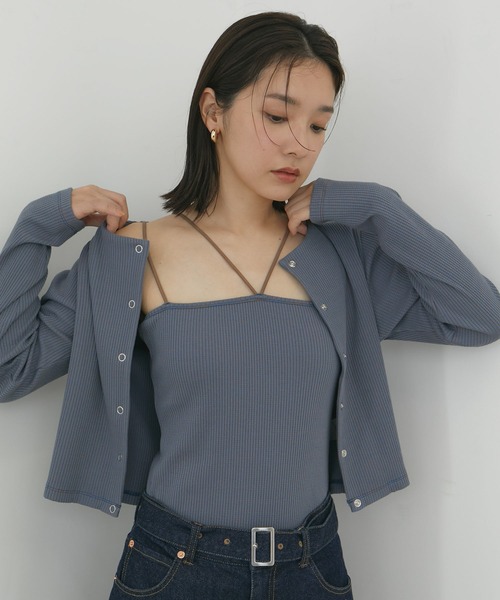 VIS(ビス)の「【近赤外線対策/UVケア/洗える】ミジンコボーダーアンサンブル【SET】(アンサンブル・レディース・ピンク系その他2/ブラウン/ブラック/ブラック系その他・FREE)」の15枚目の写真