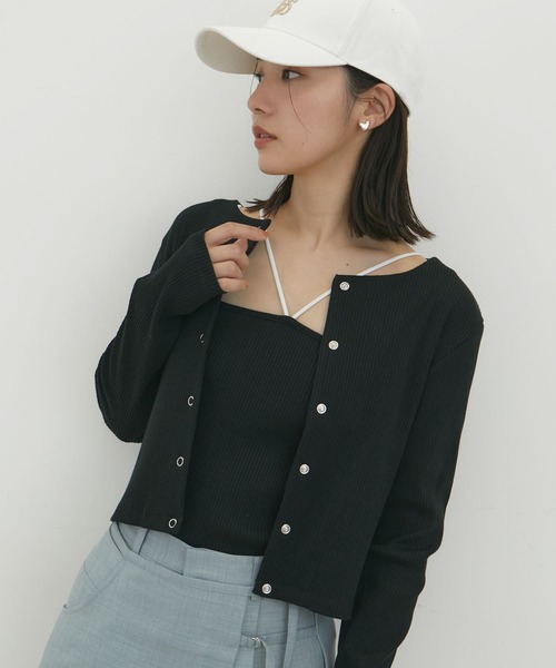 VIS(ビス)の「【近赤外線対策/UVケア/洗える】ミジンコボーダーアンサンブル【SET】(アンサンブル・レディース・ピンク系その他2/ブラウン/ブラック/ブラック系その他・FREE)」の10枚目の写真