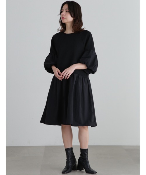 JILL STUART(ジルスチュアート)の「◆テントラインミニワンピース(ワンピース・レディース・ブラック/ホワイト・FREE)」の2枚目の写真