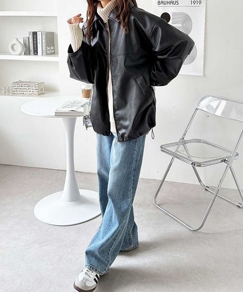 GeeRA（ジーラ）の「ダブルジップフェイクレザーブルゾン（ブルゾン・レディース・ブラウン/ブラック・MEDIUM/LARGE）」の7枚目の写真